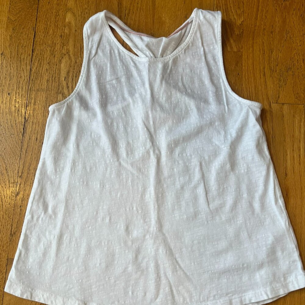 Girls white racer back tank top (Youth 13/14)